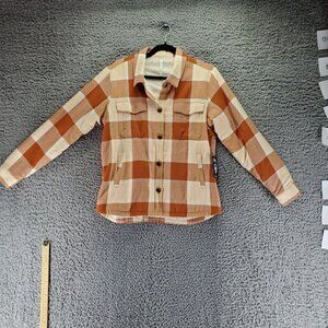 Kühl Jacket Womens Small Rust Orange Plaid Sherpa-Lined Flannel Shacket *NWT*